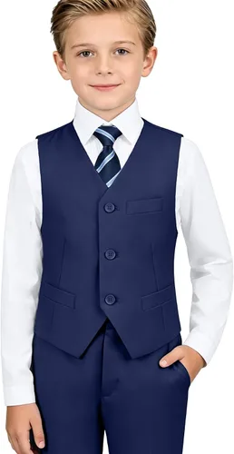 Vista 28 de Traje formal para niños pequeños, esmoquin para boda Negro 4 piezas