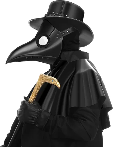 Vista 7 de PartyHop Máscara facial de piel sintética negra para médico máscara facial de gas Steampunk de nariz larga de Halloween disfraz de fiesta para niños