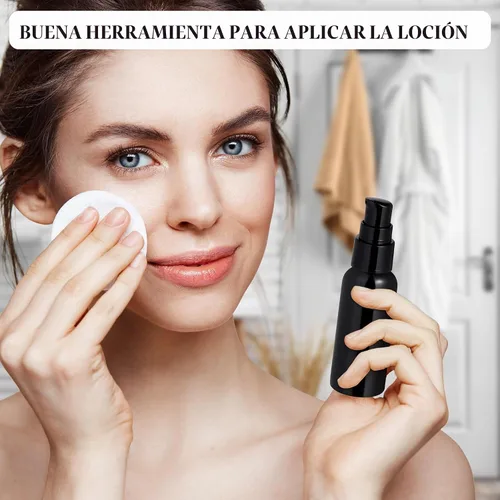 Vista 5 de Juego de botellas con bomba de viaje, paquete de 10 dispensadores de bomba de plástico transparente vacíos de 2 onzas (2.0 fl oz) con tapa negra