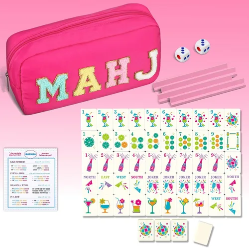 Vista 17 de Soulchen Mini juego de azulejos Mahjong americanos para viajes, viajes