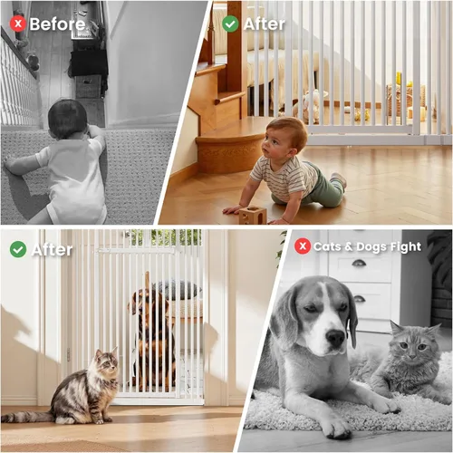 Vista 3 de Gardner Pet Puerta para gatos extra alta de 51"-87" para entrada, puerta para bebés amplia y ajustable de 27.56"-37", incluye 4 kits de extensión