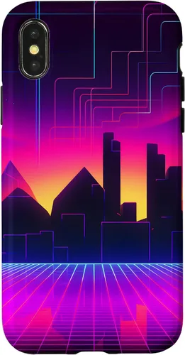 Vista 4 de Funda para iPhone 15 Retrowave 80s City Vaporwave Synthwave