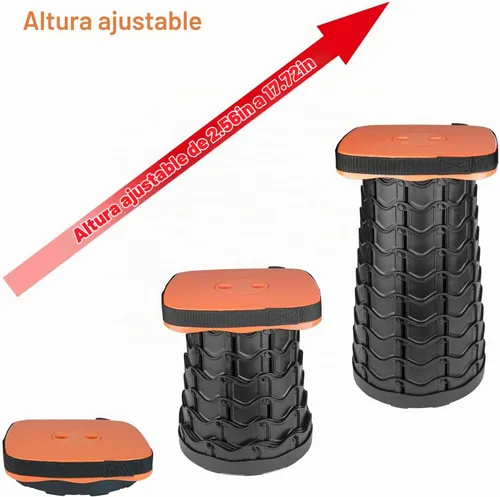 Vista 3 de Boreeman - Taburete plegable, mejorado y ligero pero resistente, con capacidad de carga de 400 libras, taburete portátil y retráctil para Naranja