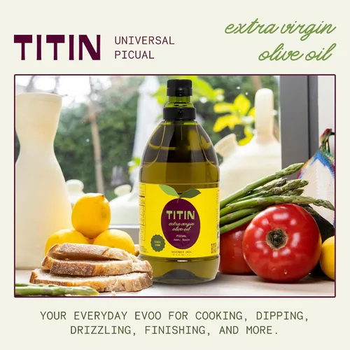 Vista 3 de TITIN Aceite de oliva virgen extra para cocinar todos los días, 2 litros x 1 unidad, alto polifenol, aceite de oliva picual prensado en frío