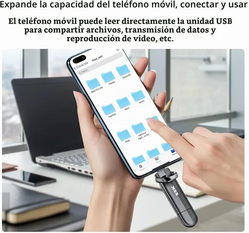 Vista 5 de SSK Unidad SSD externa de 128 GB de hasta 550 MB/s Dual USB C+A 3. 2