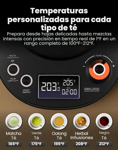 Vista 2 de Vianté - Hervidor Eléctrico de Cuello de Cisne con Control Preciso de Temperatura. Hervidor para Café y Té de Goteo. Protección Contra Hervir hasta