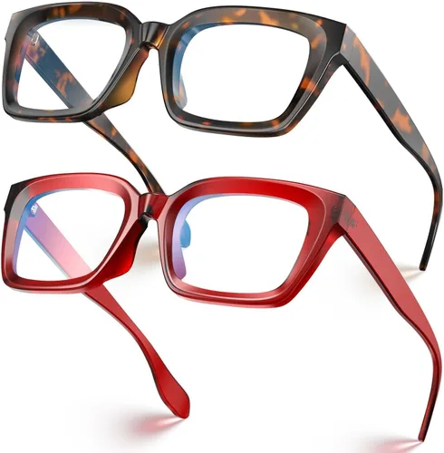 Vista 19 de Square Blue Light Glasses for woman Chunky Oversized negro (Black&Clear)