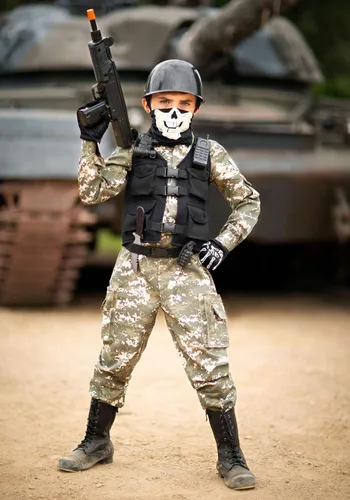 Vista 2 de Disfraz de soldado de batalla para niños