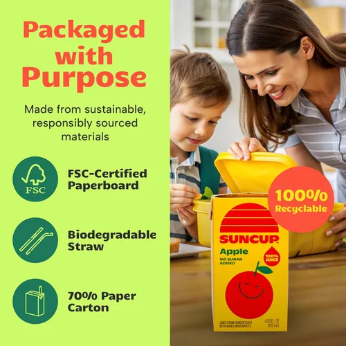 Vista 7 de SunCup Juice - Jugo de manzana (paquete de 40) Caja de jugo de 4.23 onzas con pajita, mezcla de manzana sin azúcar añadida para niños, paquete a