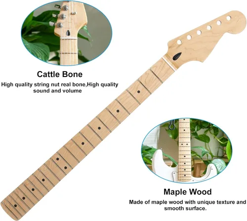 Vista 3 de Guitarra cuello 22 trastes arce diapasón guitarra cuello guitarra DIY piezas reemplazo para estilo ST