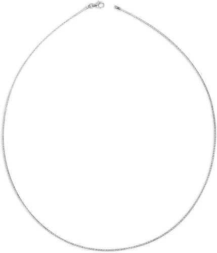 Vista 5 de JewelryWeb Collar redondo de alambre omega de plata esterlina rodiada italiana con corte de diamante de 0.059 in (16-20 pies)