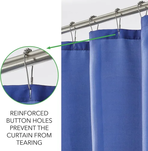 Vista 4 de mDesign Cortina decorativa de ducha de tela de fácil cuidado con ojales reforzados, para duchas de baño, puestos y bañeras, lavable a máquina, 72 x