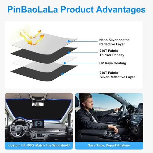 Vista 4 de Parasol para parabrisas para BMW X1 E84 2016-2024 2025, accesorios – Cubierta de parasol para parabrisas de ventana delantera, ajuste personalizado