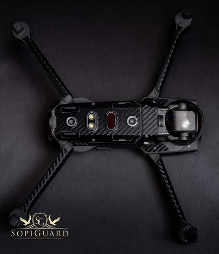 Vista 8 de SopiGuard 3M - Vinilo de fibra de carbono negro para DJI Mavic 2 Pro/Zoom