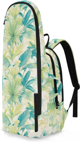 Vista 2 de Tennis Badminton Backpack Cute Sturdy Cartoon Fossa Green Leaf Travel Sports Bag Gym Bag for Women, Men, Teenagers raquetas de tenis