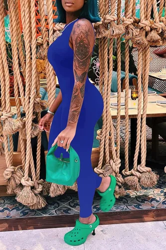 Vista 9 de PRETTYGARDEN Enterizo ajustado de verano para mujer, casual, sin mangas, elástico, de una pieza, ajustado, para mujer