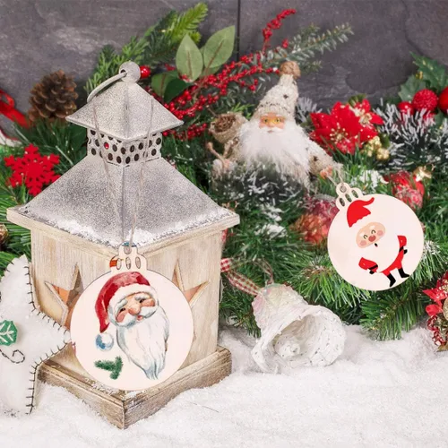 Vista 5 de Max Fun - Adornos navideños de madera, sin terminar, con orificios para enhebrar, para manualidades, centros de mesa, decoración de día festivo