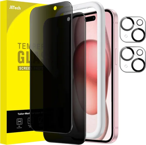 Vista 9 de JETech Protector de pantalla de privacidad para iPhone 11 de 6.1 pulgadas con protector de lente de cámara, película de vidrio templado antiespía
