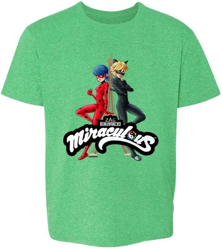 Vista 4 de Pop Threads Miraculous Ladybug and Cat Noir Merch - Camiseta para niños y niñas Juventud Negro