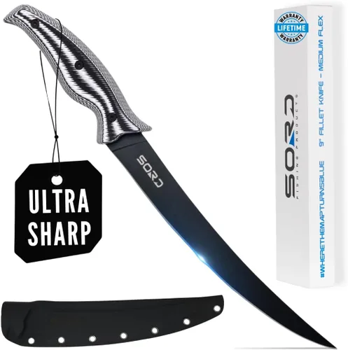 Vista 13 de SORD - Cuchillo de pesca – Cuchillo utilitario de 5 pulgadas para pesca y caza – Equipo de caza de hoja fija y equipo de pesca – Incluye funda Kydex