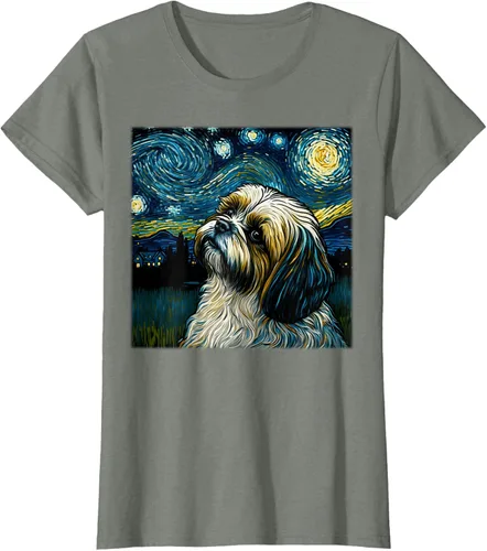 Vista 12 de Camiseta Surrealism Starry Night Shih Tzu Dog