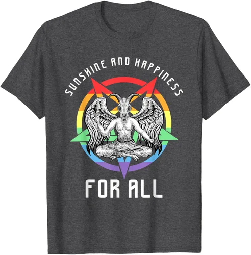 Vista 28 de Funny Sunshine and Happiness for All LGBT Gay Pride Baphomet Camiseta Negro