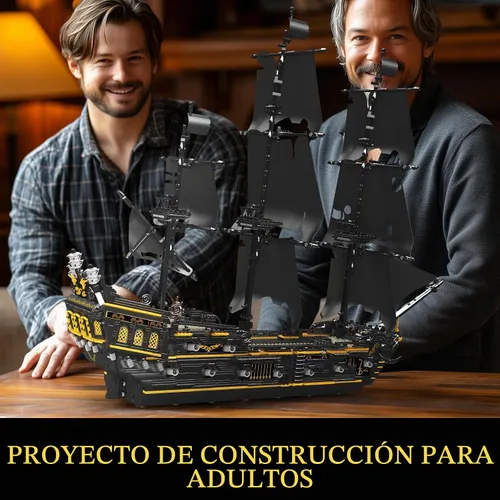 Vista 6 de JMBricklayer Juego de construcción de modelo de barco pirata, kits de juguetes misteriosos de perlas negras, bloques coleccionables, juguete genial