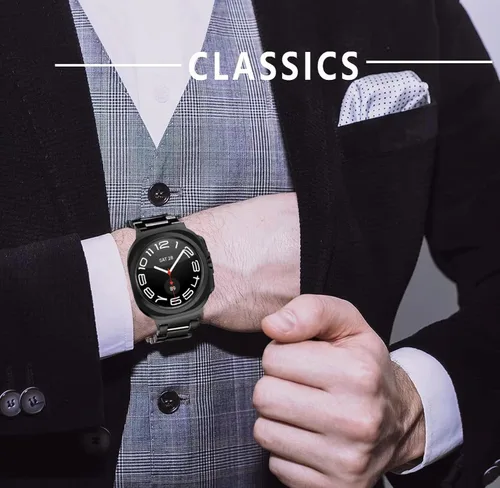 Vista 3 de Olytop para Galaxy Watch Ultra Correas 47mm (2024/2025), Correa de Reemplazo de Pulsera de Acero Inoxidable Metálica para Negocios, Hombres y Negro