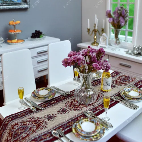 Vista 5 de iLAND Accesorios de casa de muñecas en miniatura para muebles de casa de muñecas, jarrones de vidrio con juego de flores secas (4 piezas elegantes)