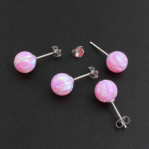 Vista 91 de Natural Stone Stud Earrings for Women 8mm Sterling Silver Genuine Gemstone Earrings Handmade Sterling Silver Crystal Stud Earrings for Women