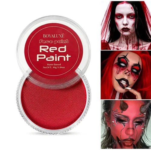 Vista 9 de Kit de pintura facial blanca y negra para Halloween con base de aceite, kit Negro-blanco