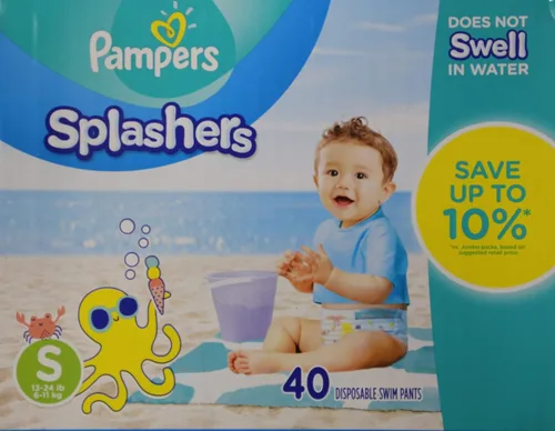 Vista 15 de Pampers Splashers - Pañales de natación, talla S, 20 unidades, pantalones de natación desechables para bebé sin huecos