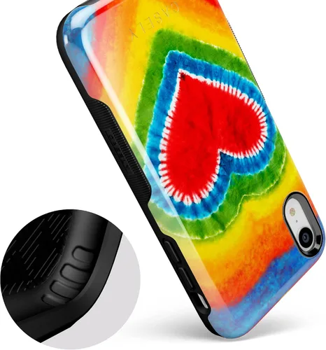 Vista 7 de Casely Funda para iPhone XR Funda con diseño de corazón teñido anudado