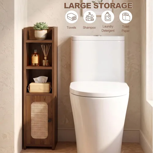 Vista 3 de Gabinete estrecho de papel higiénico, gabinete de almacenamiento de baño