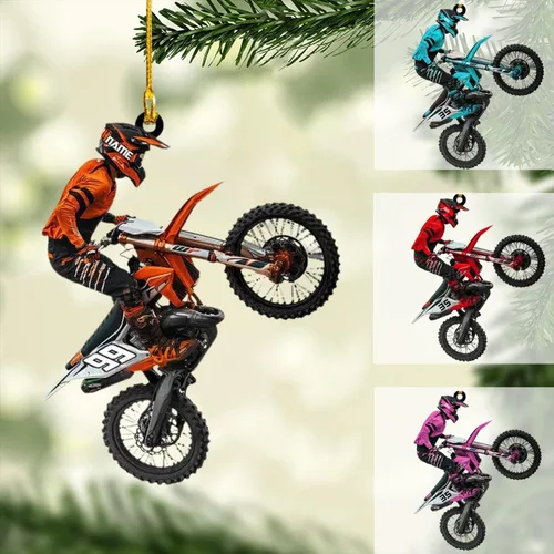 Vista 11 de NAZENTI Adorno personalizado de motocicleta, adornos personalizados de moto de cross para árbol de Navidad, adornos de Navidad de motocross, regalos