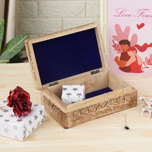 Vista 6 de Ajuny Cajas de Joyería de Madera Cajas Decorativas Antiguas con Tallado del Árbol de la Vida para Decoración de Mesa de Centro Regalo de Cumpleaños
