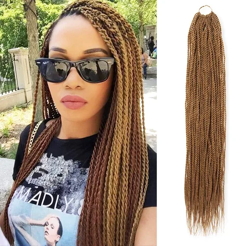 Vista 12 de AU-THEN-TIC Cabello senegalés con trenzas de ganchillo de 22 pulgadas, paquete de 2 paquetes de 40 mechones por paquete, extensiones de cabello