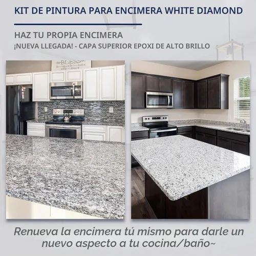 Vista 5 de GLAINTE Kit de pintura epoxi para encimera, pintura de reacabado de granito B1. Granito epoxi-blanco