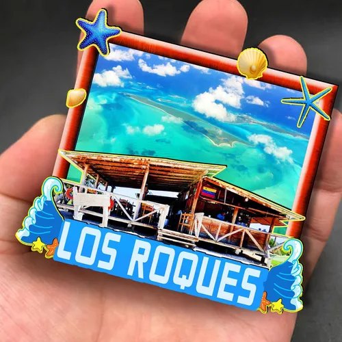 Vista 4 de Los Roques Venezuela - Imán de madera 3D para nevera, recuerdos coleccionables, decoración artesanal