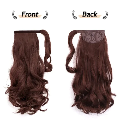 Vista 4 de Auburn - Extensiones de cabello con clip de cola de caballo, extensiones de cola de caballo de 16 pulgadas, rizadas, onduladas, sintéticas