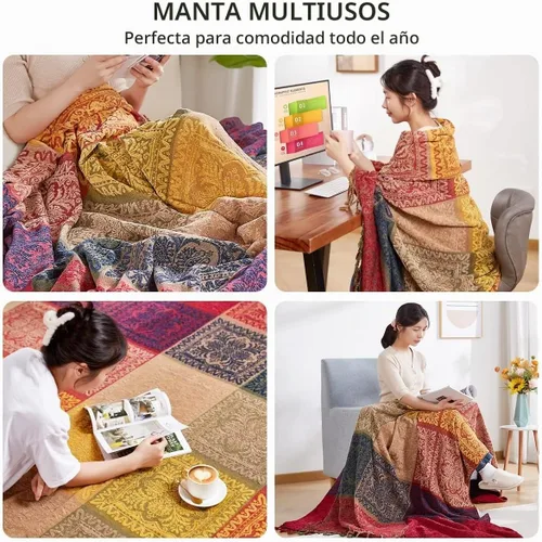 Vista 7 de amorus Boho Sofa Cover, Throw Blankets for Couch (M, 60x75 Inches)