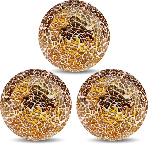 Vista 8 de 6 bolas decorativas de mosaico de vidrio de 3.35 pulgadas para centro de mesa, decoración de tazón, orbes de vidrio, jarrones, rellenos, bandeja