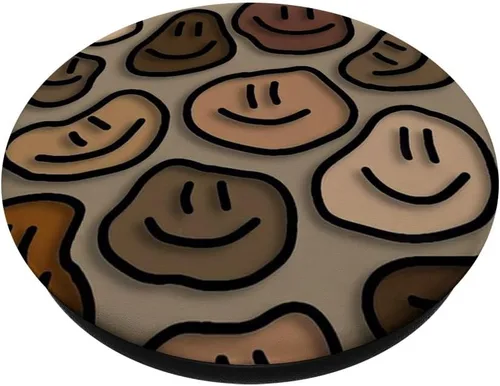 Vista 2 de trippy líquido remolino goteo arte estético beige sonrisa cara PopSockets estándar PopGrip