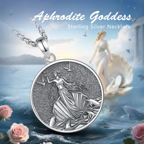 Vista 58 de EUDORA Collar de plata de ley 925 con moneda Hécate, Athena, Perséfono, Nyx, diosa de la luna triple, diosa celta, rueda de Hécate, llave, regalo