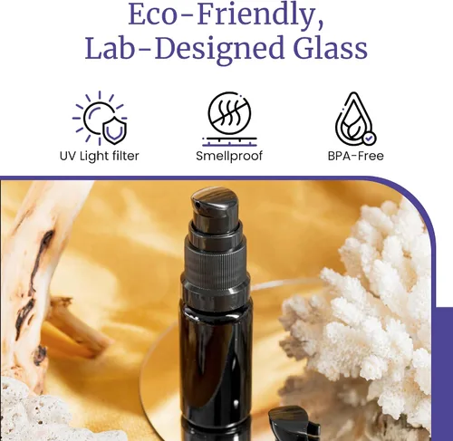 Vista 7 de Infinity Jars Botella con bomba de empuje de vidrio ultravioleta negro de 0.7 fl oz (0.67 fl oz)