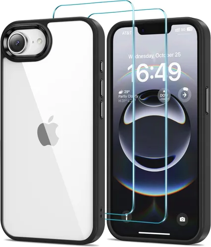 Vista 15 de HOOMIL Funda para iPhone 11 con 2 protectores de pantalla de vidrio templado, no amarillea, protección contra caídas, arañazos, transparente, parte