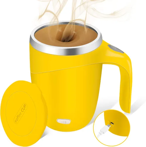 Vista 18 de Taza de café con agitación magnética automática, taza giratoria para mezcla en casa, oficina y viaje, divertida taza eléctrica de acero inoxidable