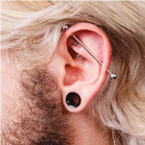 Vista 9 de KUBOOZ 9 pares de tapones para los oídos acampanados individuales de acero inoxidable para túneles, calibradores, piercings para estirar