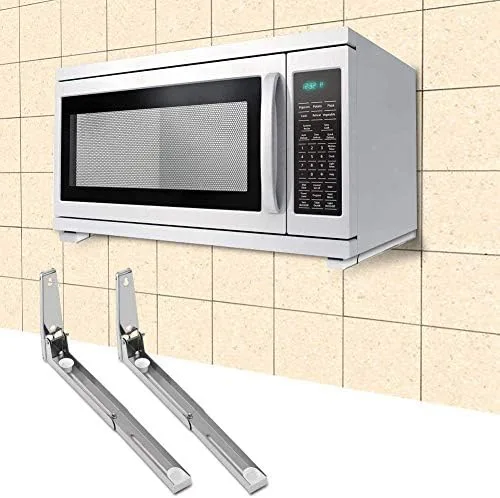Vista 4 de Soporte de montaje en pared para microondas, soporte de ángulo en L de acero inoxidable 304, soporte para microondas, carga de 77 libras