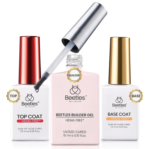 Vista 10 de Beetles - Gel constructor para uñas, 2 unidades de gel transparente 8 en 1 para ápice instantáneo, fortalecimiento y extensión, apto